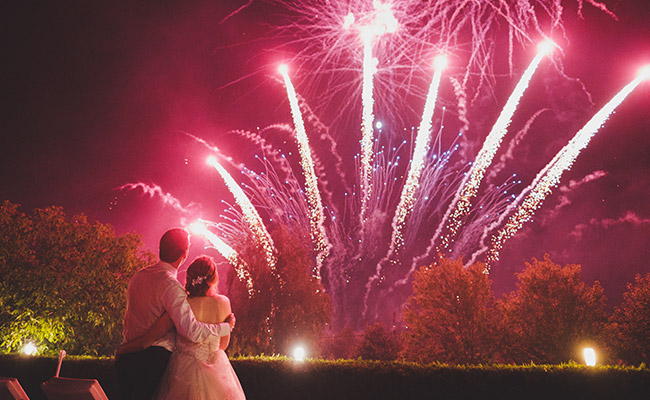 Wedding fireworks in Tyler, TX